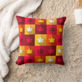 秋のメープル葉ズ明るいパッチワーク クッション (ブランケット)