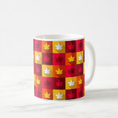 秋のメープル葉ズ明るいパッチワーク コーヒーマグカップ (正面右)