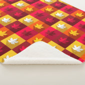 秋のメープル葉ズ明るいパッチワーク シェルパブランケット (3/4)