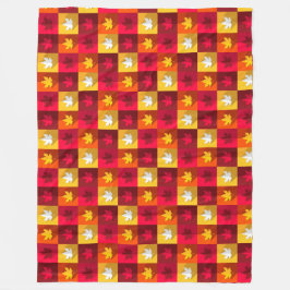 秋のメープル葉ズ明るいパッチワーク フリースブランケット