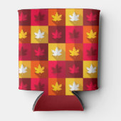 秋のメープル葉ズ明るいパッチワーク 缶クーラー (正面)