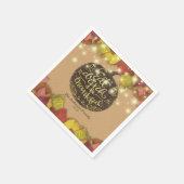 秋のメープル葉パンプキンス感謝祭ディナー スタンダードカクテルナプキン (角)