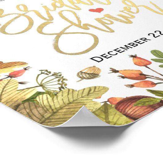 秋のメープル葉パンプキンブライダルシャワーへようこそ ポスター (角)