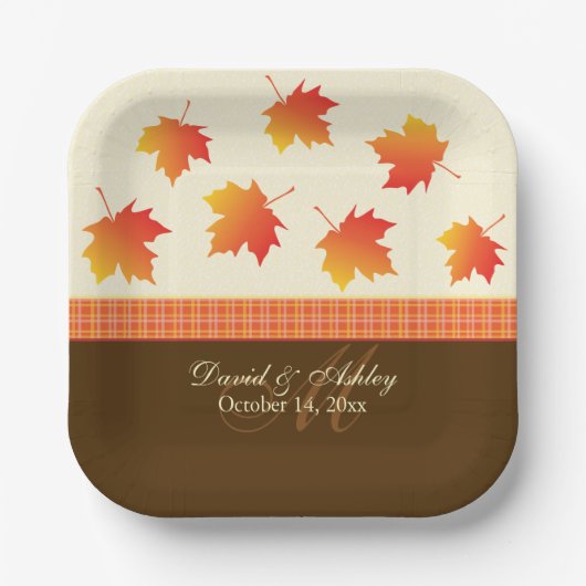秋のメープル葉結婚ズの ペーパープレート (正面)