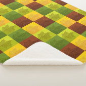 秋のメープル葉金ゴールド、茶色、緑 シェルパブランケット (3/4)