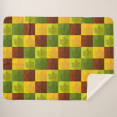 秋のメープル葉金ゴールド、茶色、緑 シェルパブランケット (正面(横))