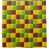 秋のメープル葉金ゴールド、茶色、緑 シャワーカーテン (正面)