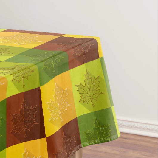 秋のメープル葉金ゴールド、茶色、緑 テーブルクロス (インサイチュ)