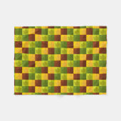 秋のメープル葉金ゴールド、茶色、緑 フリースブランケット (正面(横))