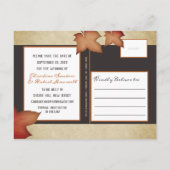 秋のメープル離れズウッドシウェディングの日付を保存 案内ポストカード (裏面)