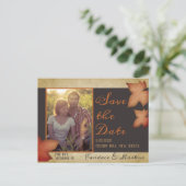 秋のメープル離れズウッドシウェディングの日付を保存 案内ポストカード (スタンド正面)