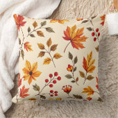 秋のメープル離れズ&クランベリープリントコレクション クッション (ブランケット)