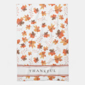 秋のメープル離れズ&テラコッタストライプカスタム キッチンタオル (縦)