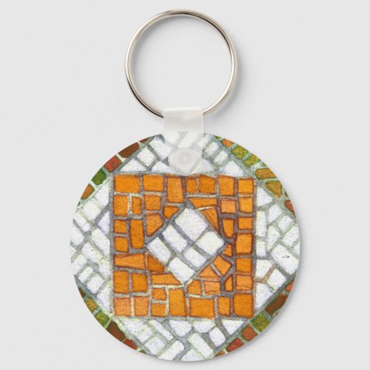 秋のモザイクラウンドアルミキーチェーン キーホルダー (正面)