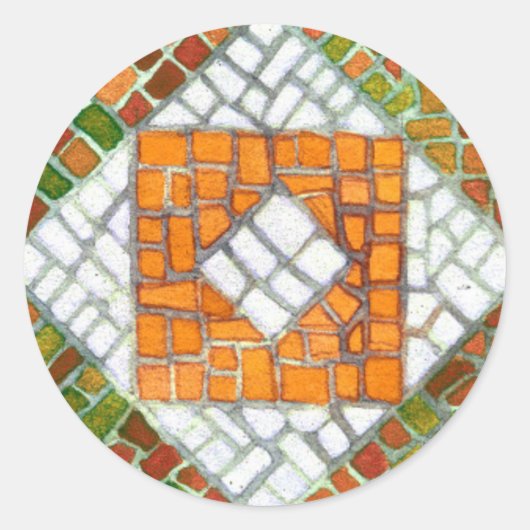 秋のモザイク大型ラウンドシール ラウンドシール (正面)