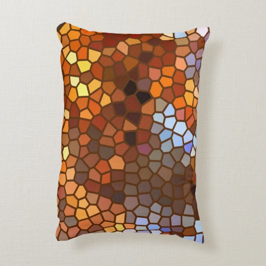 秋のモザイク抽象芸術アクセント枕 アクセントクッション (裏面(縦))