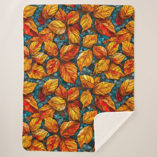 秋のモザイク模様 シェルパブランケット (正面)