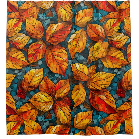 秋のモザイク模様 シャワーカーテン (正面)