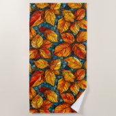 秋のモザイク模様 ビーチタオル (正面)