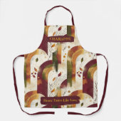 秋のモダンアーチ型エプロン名前をカスタムする エプロン (正面)