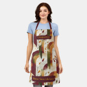 秋のモダンアーチ型エプロン名前をカスタムする エプロン (着用した状態)