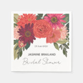 秋のモダンフローラブライダルシャワーありがとう スタンダードカクテルナプキン (正面)