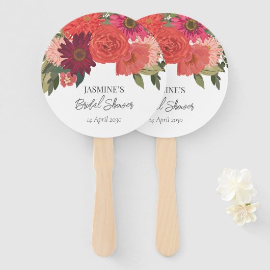 秋のモダンフローラブライダルシャワー ハンドファン (正面&裏面)