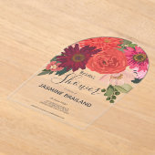 秋のモダンフローラブーケブライダルシャワー アクリル招待状 (レイダウン)