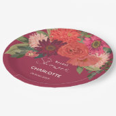 秋のモダンフローラブーケブライダルシャワー ペーパープレート (アングル)