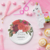 秋のモダンフローラブーケブライダルシャワー ペーパープレート (パーティー)