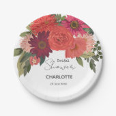 秋のモダンフローラブーケブライダルシャワー ペーパープレート (正面)