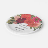 秋のモダンフローラブーケブライダルシャワー ペーパープレート (アングル)