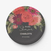 秋のモダンフローラブーケブライダルシャワー ペーパープレート (正面)