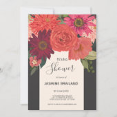 秋のモダンフローラブーケブライダルシャワー 招待状 (正面)