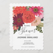 秋のモダンフローラブーケブライダルシャワー 招待状 (正面/裏面)