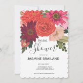 秋のモダンフローラブーケブライダルシャワー 招待状 (正面)