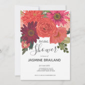 秋のモダンフローラブーケブライダルシャワー 招待状 (正面)