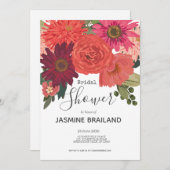 秋のモダンフローラブーケブライダルシャワー 招待状 (正面/裏面)