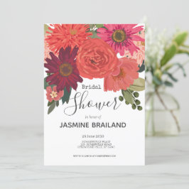 秋のモダンフローラブーケブライダルシャワー 招待状