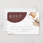 秋のモダンフローラミニマル結婚式RSVPカード 招待状 (正面)