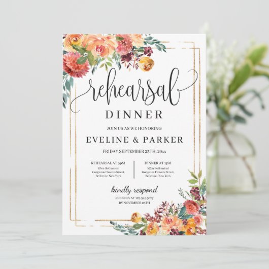 秋のモダンフローラリハーサルのディナー招待 招待状 (スタンド正面)