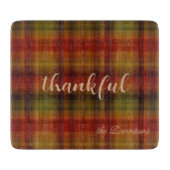 秋のモダン格子状プリントガラス切断板 カッティングボード (正面)