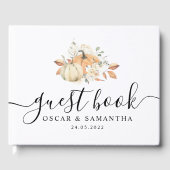 秋のモダン水彩かぼちゃと花 ゲストブック (正面)