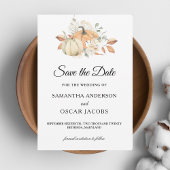 秋のモダン水彩かぼちゃと花 セーブザデート