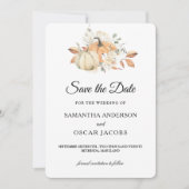 秋のモダン水彩かぼちゃと花 セーブザデート (正面)