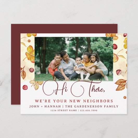 秋のモダン水彩新しい隣人はがき ポストカード (正面/裏面)