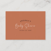 秋のモダン秋カボチャの赤ちゃんシャワー用ブック エンクロージャーカード (裏面)