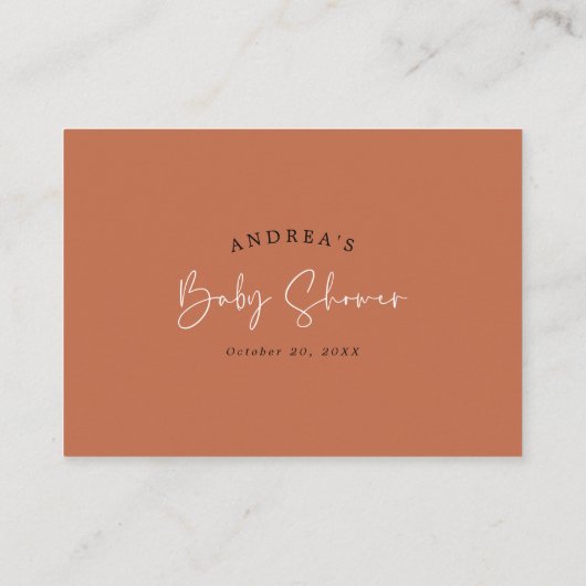 秋のモダン秋カボチャの赤ちゃんシャワー用ブック エンクロージャーカード (裏面)