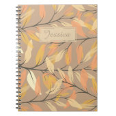 秋のモダン紅葉のパタパーソナライズされたーン ノートブック (正面)