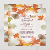 秋のモダン紅葉ブライダルシャワー招待 招待状 (正面/裏面)
